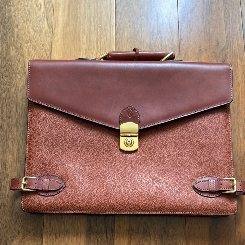 Vintage Cerruti 1881 Paris Brown Leather Brief Case